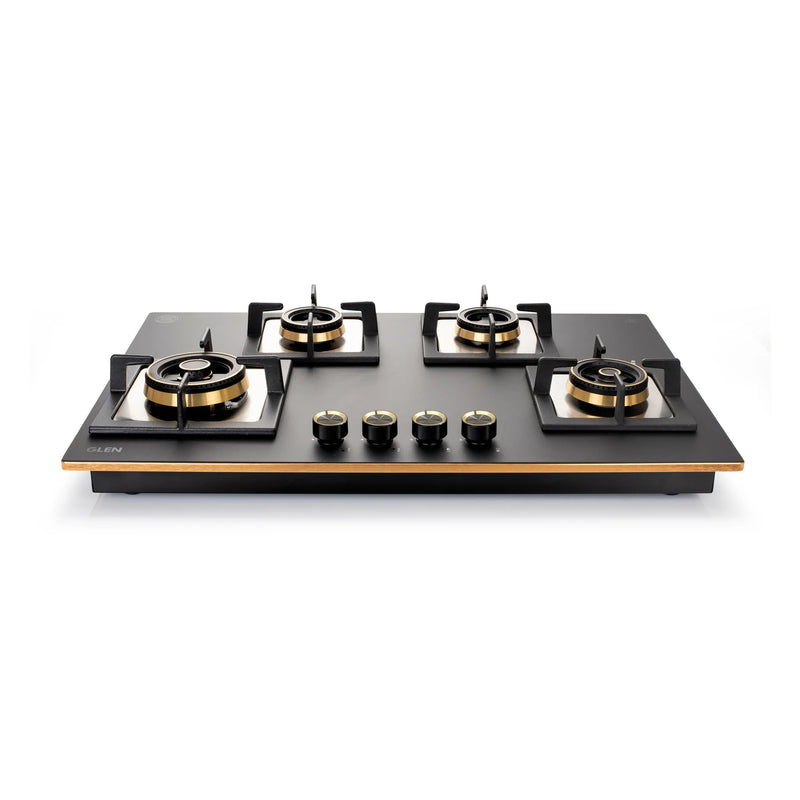 4 Burner Glass Gas Hob Top Mini Triple Ring Burner Double Ring Total Brass Burner with Flame Failure Device Auto Ignition (1074SQHTT2TRMGS)