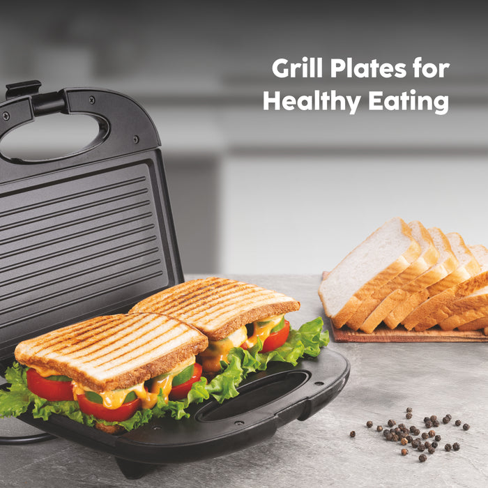 Electric Sandwich Maker Grill with Non-Stick Coating Plates 750W - Black (SA-3021GRILL)