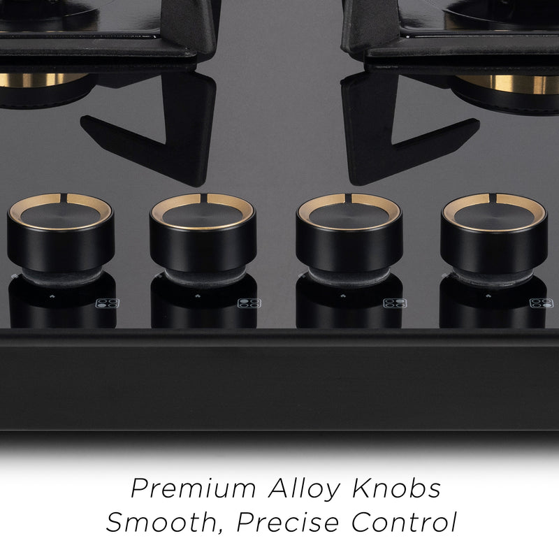 4 Burner DFVS Glass Hob with 2 Triple Ring Total Brass Burners Auto Ignition (BH1094XLDFTHT2TR)