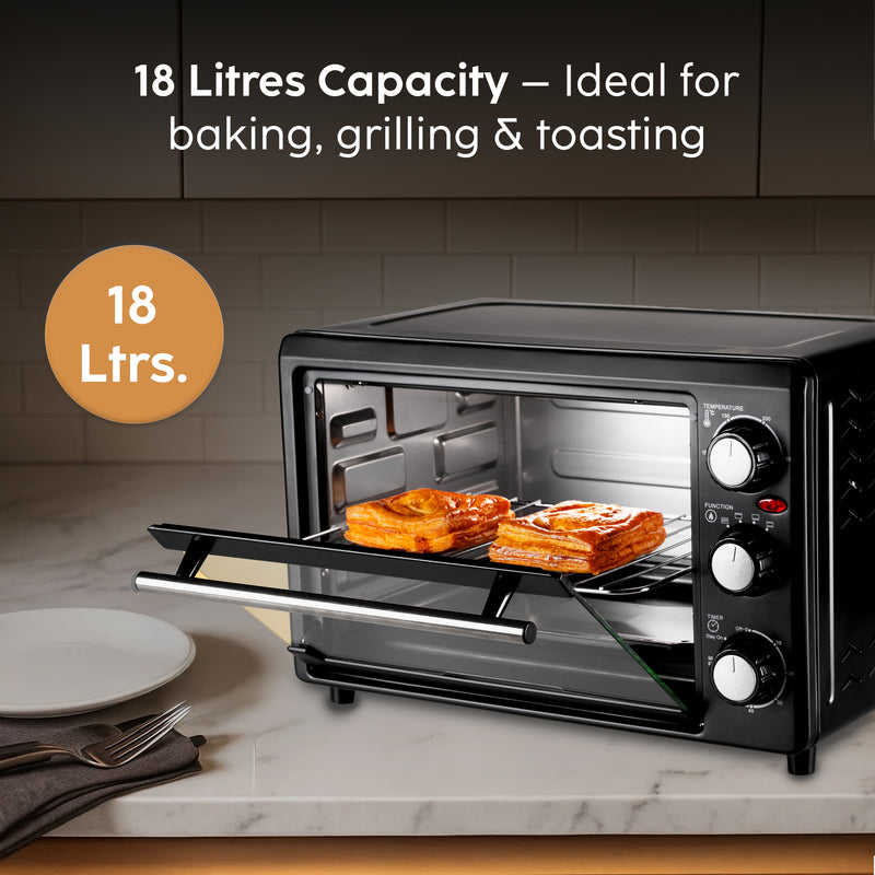 Oven Toaster Griller (OTG) - 18 Litres, Upper & Lower Heating 60 minute timer 1200W - Black (SA5018)