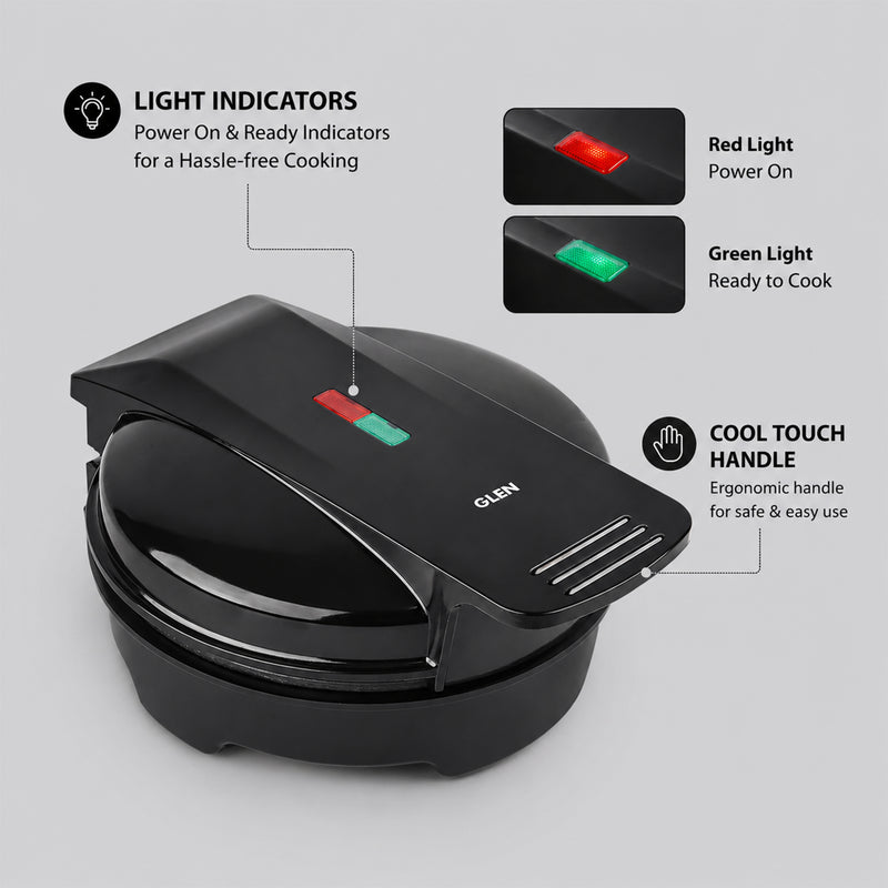 Electric Waffle Maker with Non-Stick Coating Plates 750W - Black (SA-3026WMB)