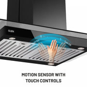 Island Glass Kitchen Chimney with morion sensor and touch controls