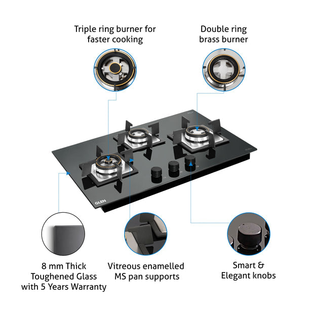 Built-In-Oven (BO-652MRT) + Built-in-Microwave (MO-676) + Built in Hob (BH1073SQHTMTR) + Cooker Hood 6069 HSR BL BLDCAC 90cm (CH6069HSRDCAC90)
