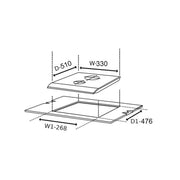 2 Burner Built in Glass Hob dimensions