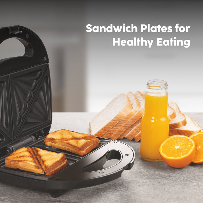Electric Sandwich Maker with Non-Stick Coating Plates 750W - Black (SA-3026SW)