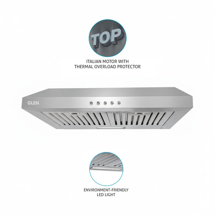 Straight Line Kitchen Chimney with Push Button Control, Baffle filters 60cm 1000 m3/h -Silver (6000 DX SS)