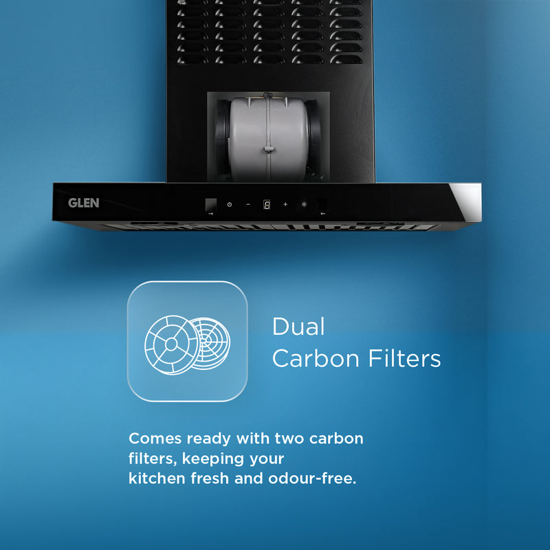Wall Mounted Ductfree Kitchen Chimney Plug & Play with Baffle filters 60cm 1100 m3/h -Black (CH6052DFMSBFBL60)