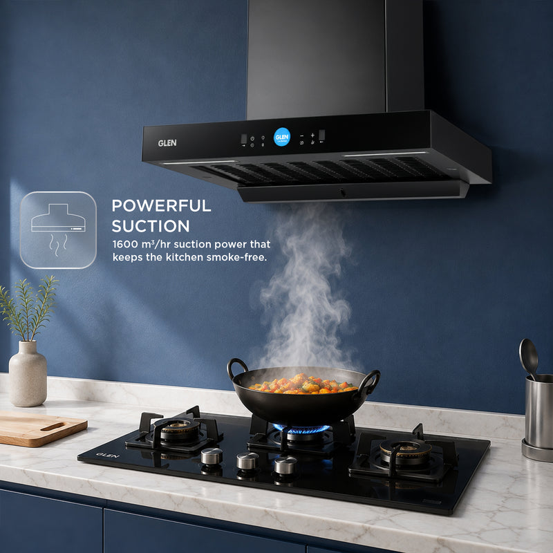 Auto Clean Chimney with LCD Display, Heat Sensors and BLDC Motor 1600 m³/h - 60/76/90cm - (CH6052LCDDCAC)