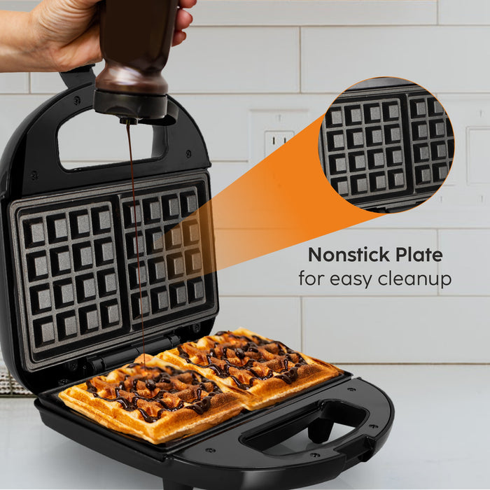 Electric Waffle Maker with Non-Stick Coating Plates, 750W - Black (3024WMBL)
