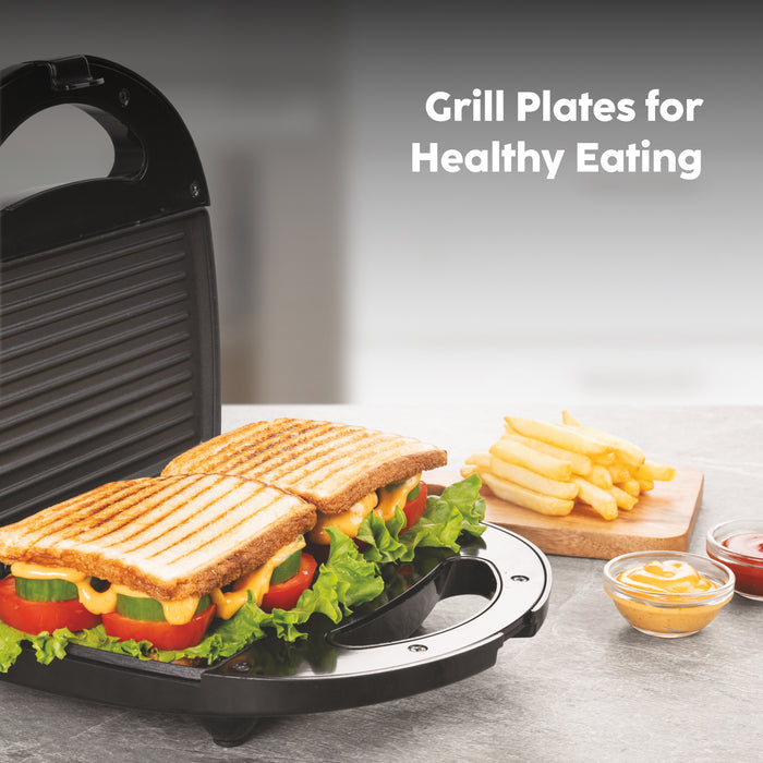 Electric Sandwich Maker Grill with Non-Stick Coating Plates 750W - Black (SA-3026GRILL)