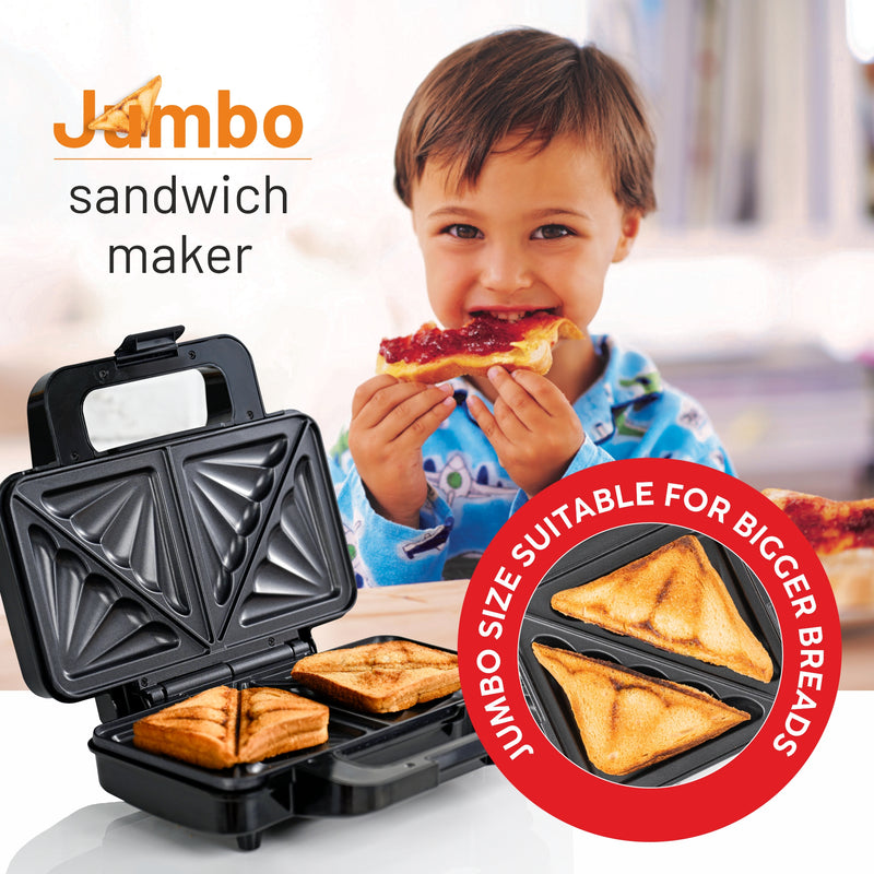 Electric Jumbo Sandwich Maker with Non-Stick Coating Plates, 1000W - (SA3025JSM)