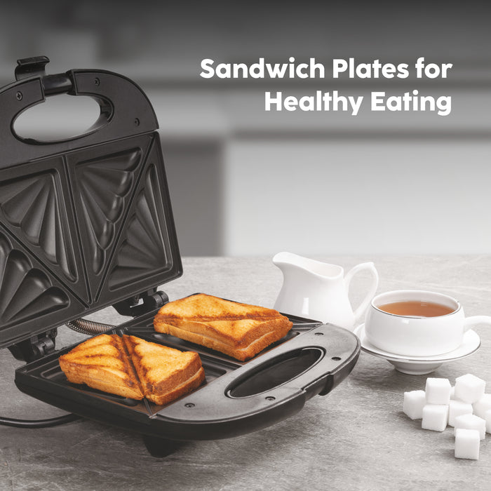 Electric Sandwich Maker with Non-Stick Coating Plates 750W - Black (SA-3021SW)