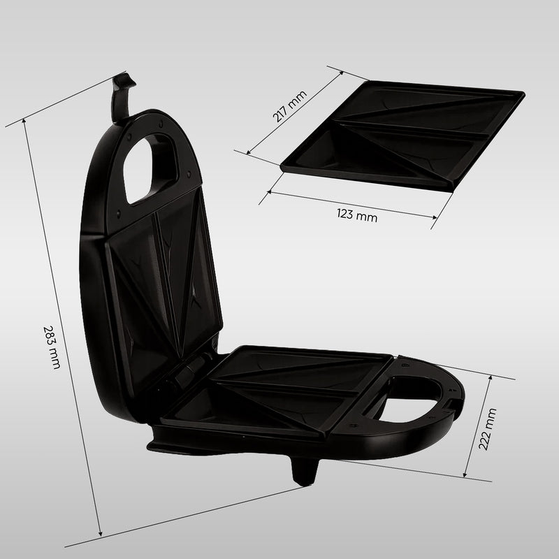 Electric Sandwich Maker with Non-Stick Coating Plates, 750w - Black (3024BSW)