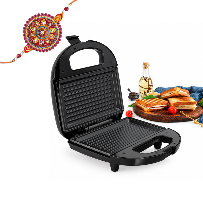Electric Sandwich Maker Grill with Non-Stick Coating Plates, 750W - Black (3024BGRILL)