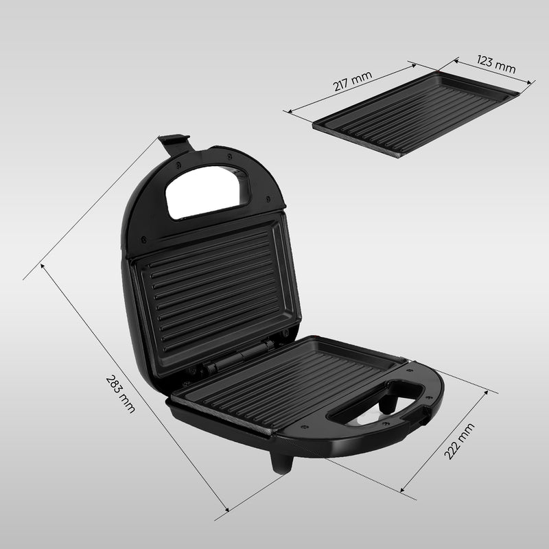 Electric Sandwich Maker Grill with Non-Stick Coating Plates, 750W - Black (3024BGRILL)