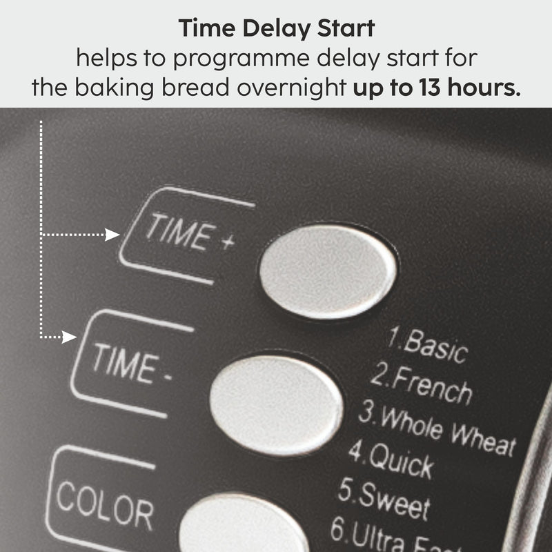 Atta Kneader & Bread Maker, Fully Automatic, 12 Pre-Set Functions, Electronic Control Panel 550W - Black (3039)