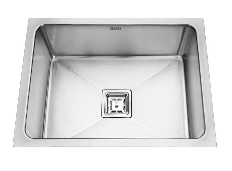 Stainless Steel Grade 304 Sink for Kitchen, Single Bowl Press Sink 24x18x9 inches, Matte Finish (KS-SP24189SBLRM)