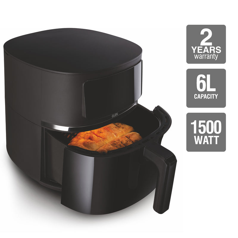 Digital Air Fryer 6 Litre Capacity with 8 Pre Set Menu Timer, Temperature Control, 1500W - Black (SA3062DIGI)
