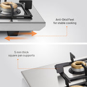 3 burner stainless steel gas stove with anti skid feet
