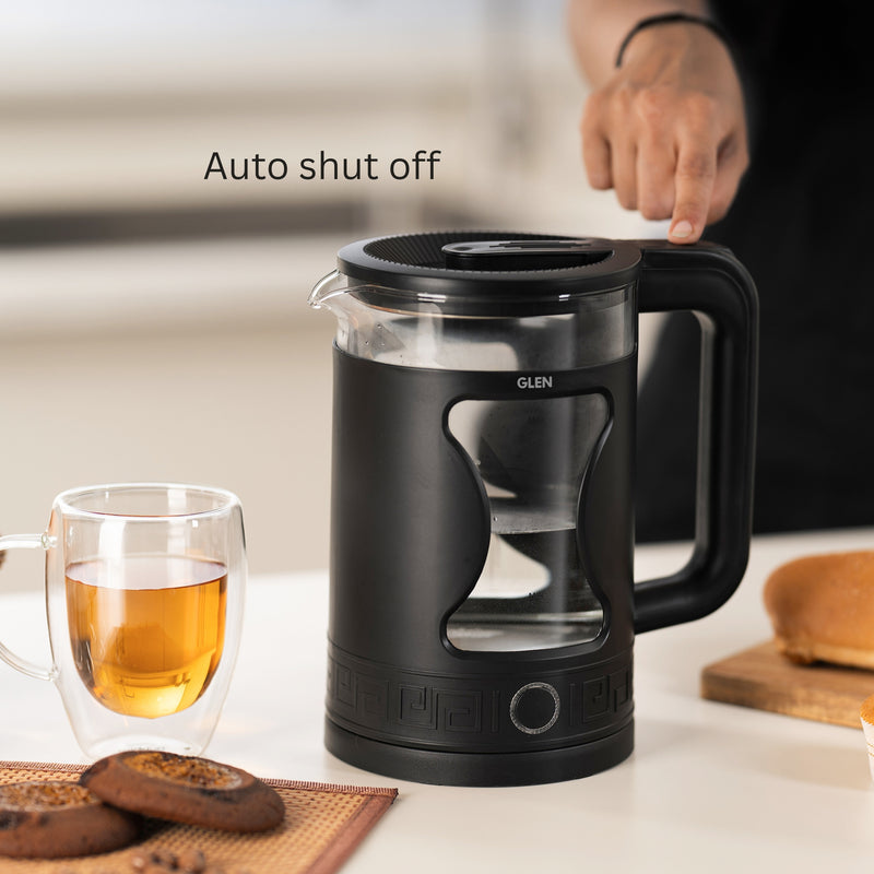 Electric Glass Kettle 1.5 Litre with 360° Rotational Base, Auto Shut-off, 1500 W (SA9003BL)