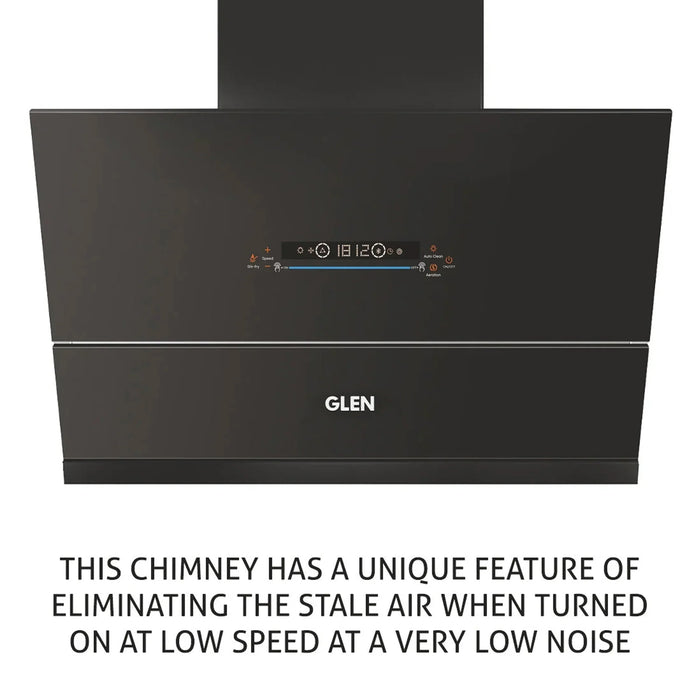 Auto Clean Glass Filterless Chimney with Inverter Technology, BLDC Motor 60/75/90cm 1600 m3/h -Black (6074 AC)