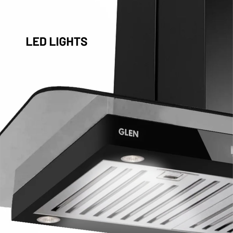 Island Glass Kitchen Chimney with eco-friendly led lights