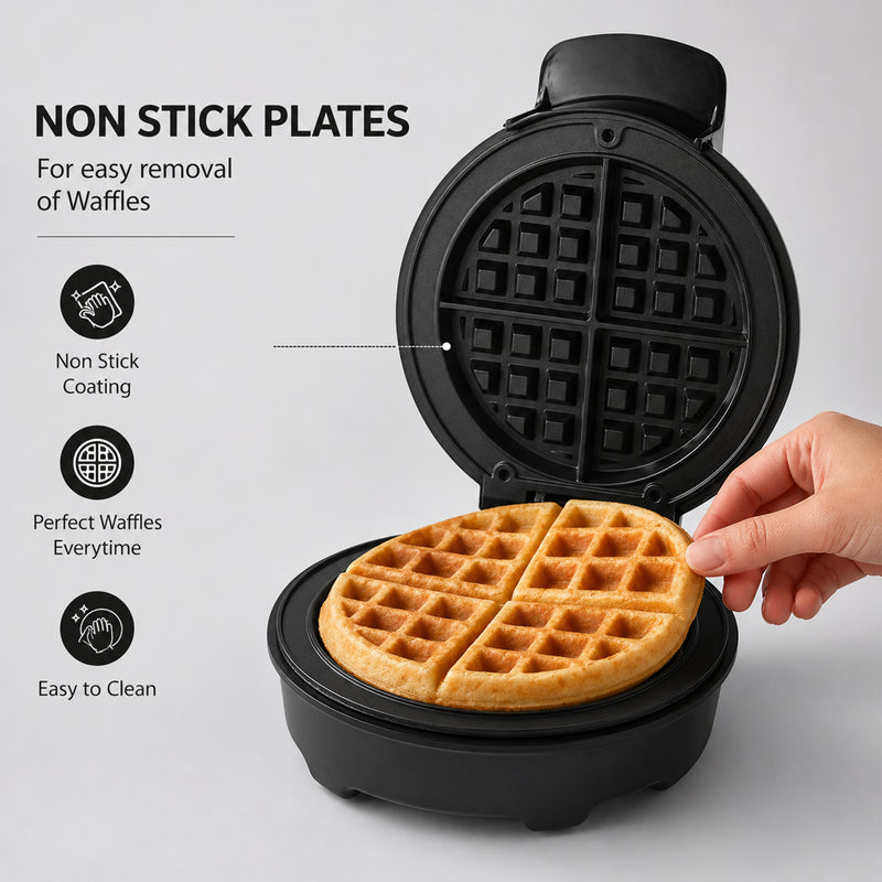 Electric Waffle Maker with Non-Stick Coating Plates 750W - Black (SA-3026WMB)