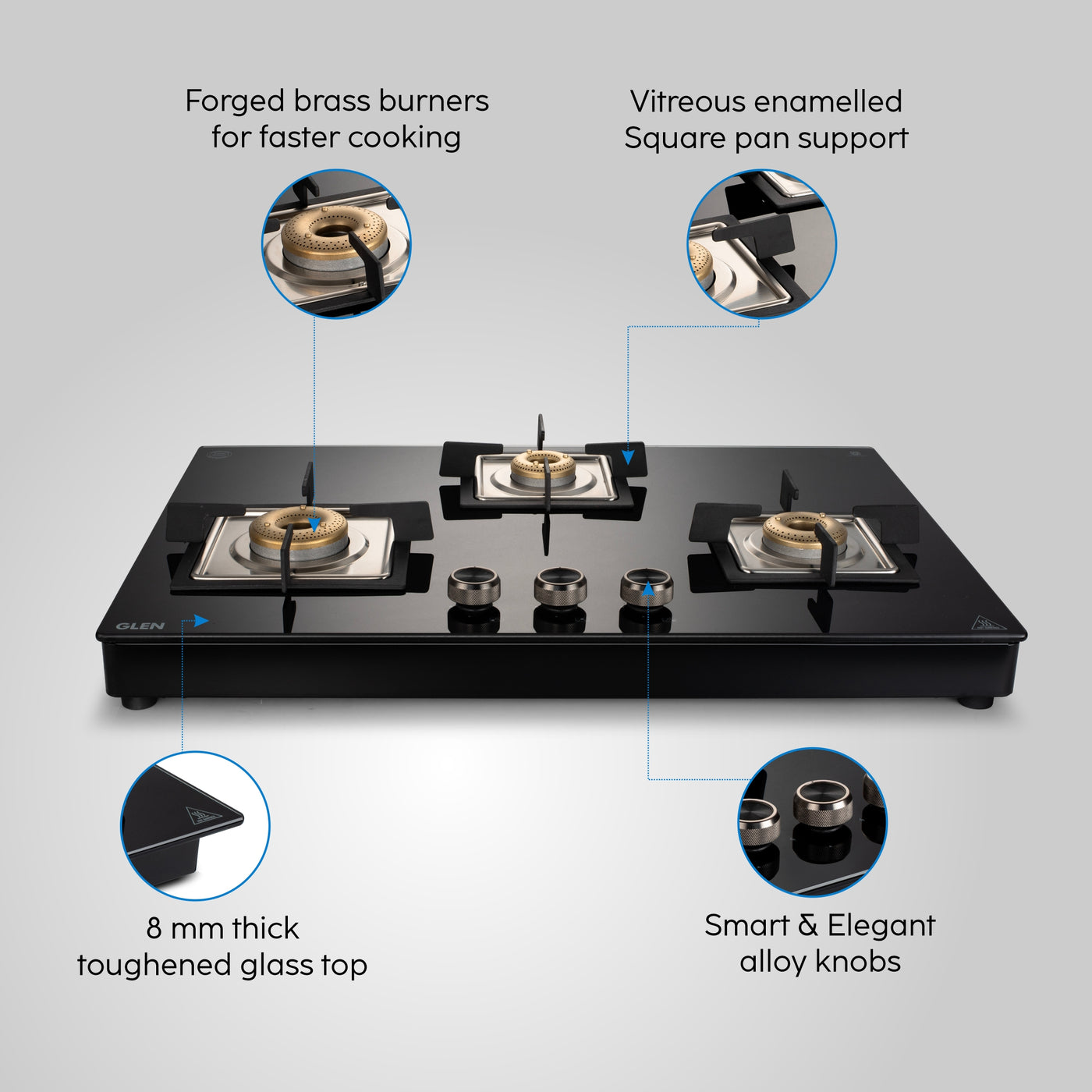 Buy 3 Burner Free Standing Gas Hob Auto Ignition Online Glen — Glen