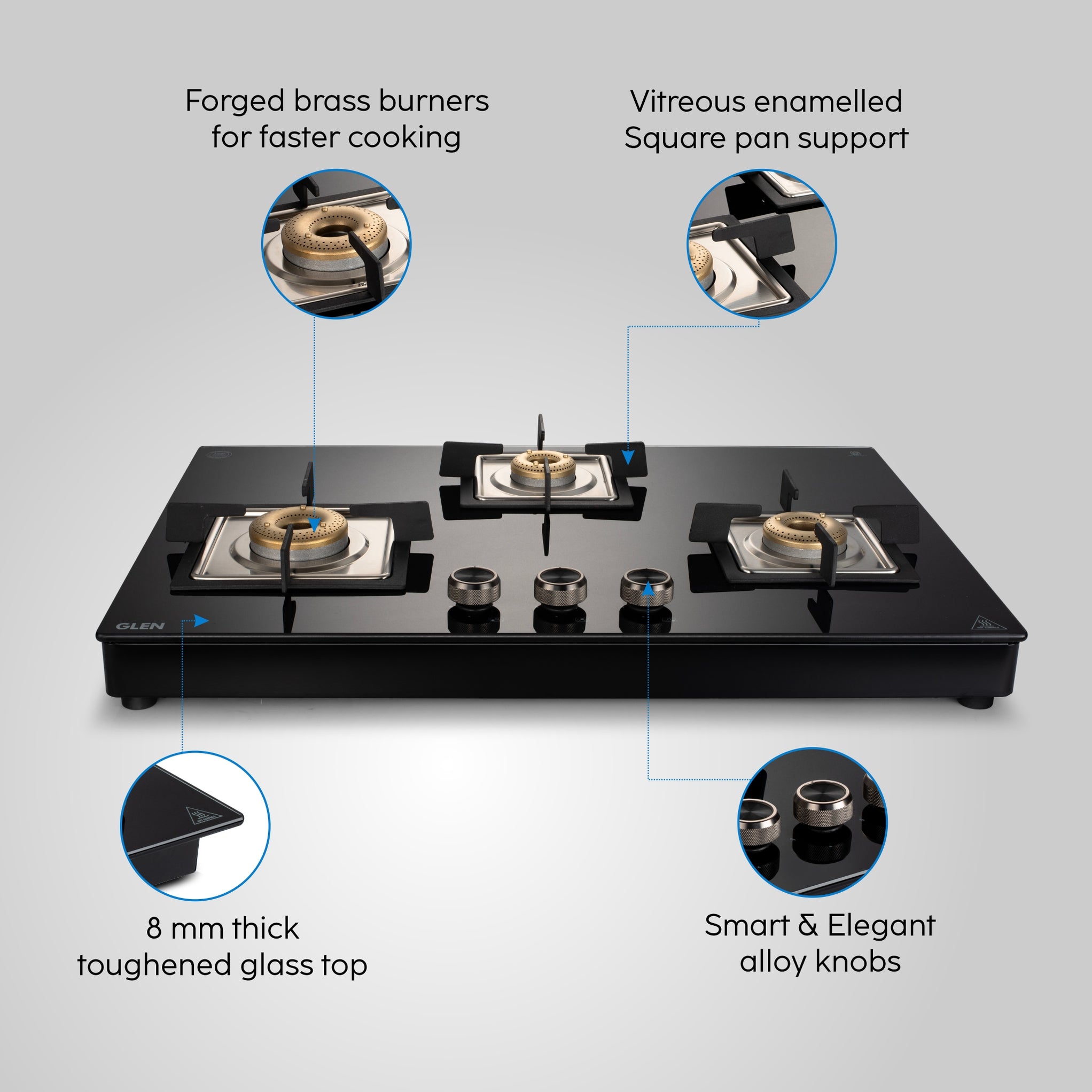 Buy 3 Burner Free Standing Gas Hob Auto Ignition Online Glen — Glen