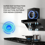 Auto Clean Kichen Chimney with super fast extraction double drafft ducts