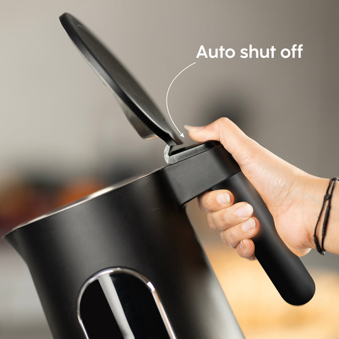 Electric Kettle 1.5 Litre with Digital Display Touch Control and 4 Pre Set Functions, Auto Shutoff, 2000W (SA-9009SSBL)