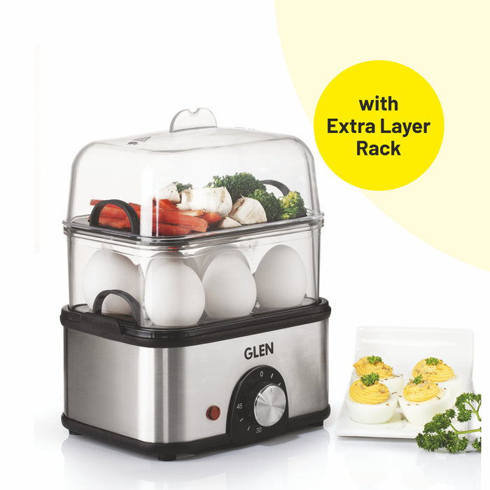 3 in 1 Electric Multi Cooker Egg Boiler with Extra Layer Rack - Steam, Cook & Boil, 45 Minutes Timer, 350W -(3035MCPLUS)