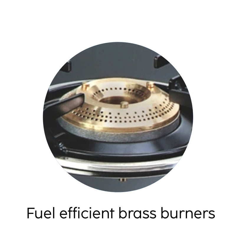 3 Burner LPG Glass Gas Stove with Brass Burner (CT1031GTBB)