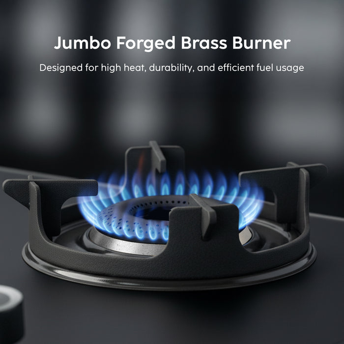 4 Burner Ultra Slim Matt Glass LPG Stove with High Flame Forged Brass Burner (CT1045USMG)