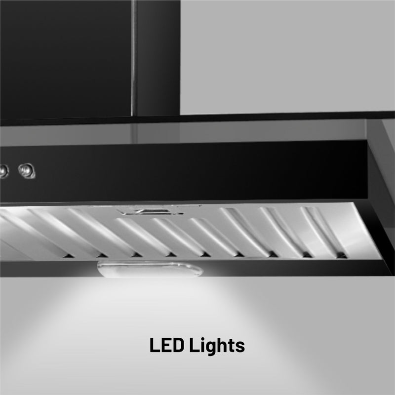 Designer Electric Kitchen Chimney  Push Button Control 90cm 1000 m3/h - Black (6062 90 BL)