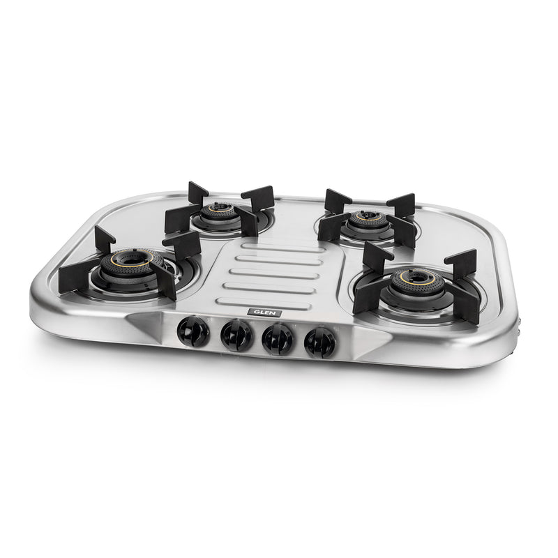 4 Burner Ultra Slim Stainless Steel Gas Stove Extra Wide 1 High Flame 3 Forged Brass Burners - CT1047USDTSS