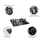3 Burner Built in Glass Hob features