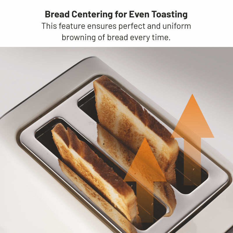 Electric Auto Pop-up 2 Slice Toaster, 750W, 6 Level Browning Control, Removable Crumb Tray - White SA3014