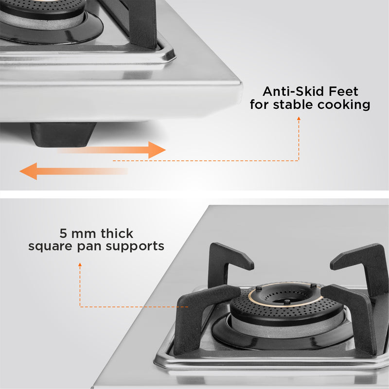 4 Burner Ultra Tuff Stainless Steel Gas Stove with High Efficiency Forged Brass Burners - Manual/Auto Ignition (CT1054UTDTSS)