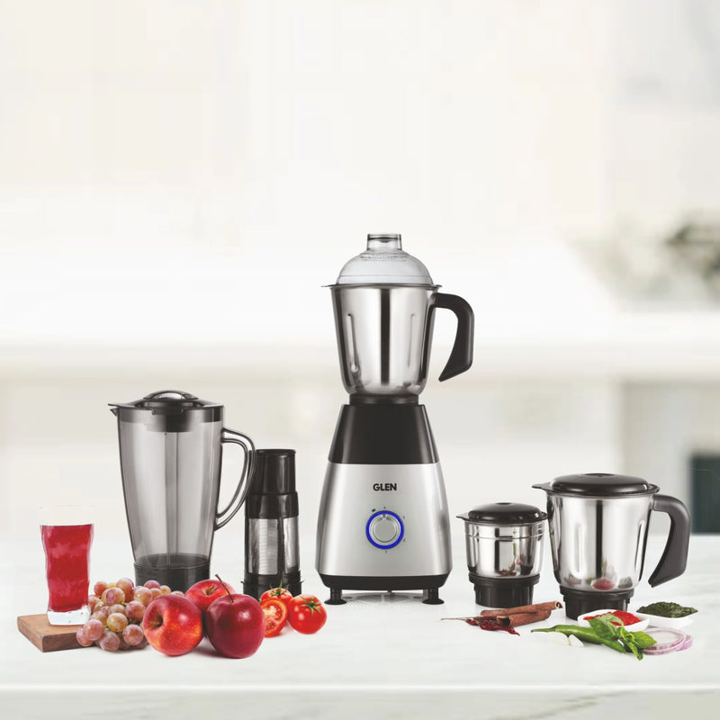 Mixer Grinder 750W with 1 Transparent Jar 3 Stainless Steel Jars - Black & Silver (SA4023PLATINUM)