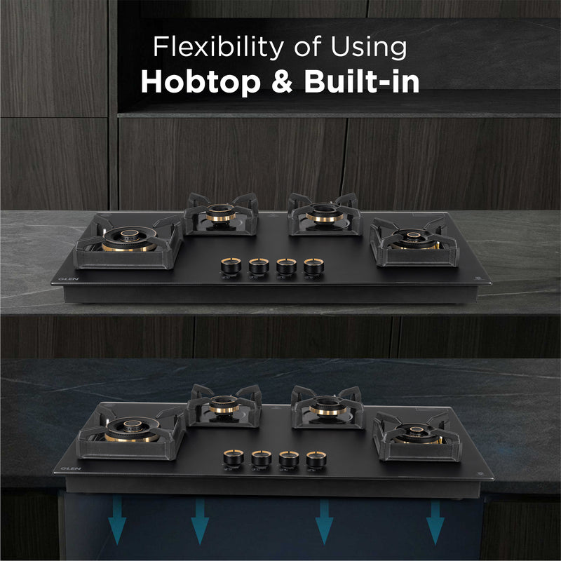 4 Burner DFVS Matt Glass Hob with 2 Triple Ring Total Brass Burners Auto Ignition (BH1094XLDFTHT2TRMG)