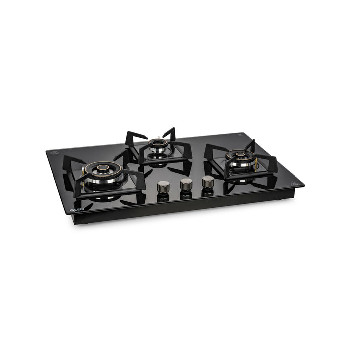 3 Burner DFVS Glass Hob with 2 Triple Ring Forged Brass Burners Auto Ignition (BH1073DFHT2TR77)