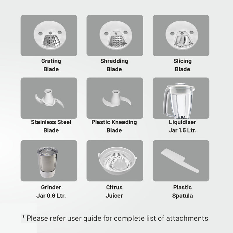 Food Processor Complete Kitchen Machine 700W – 2 Jars, Citrus Juicer 3 SS Disc Blades -White (4052LX)