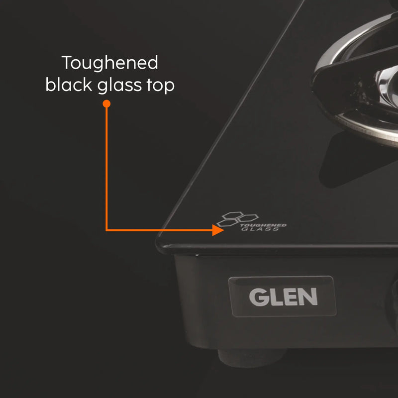 3 Burner Glass Gas Stove with Brass Burner Black (CT1037GTBBBL)