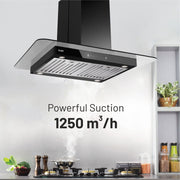 Island Glass Kitchen Chimney with 1250m3/h powerful suction