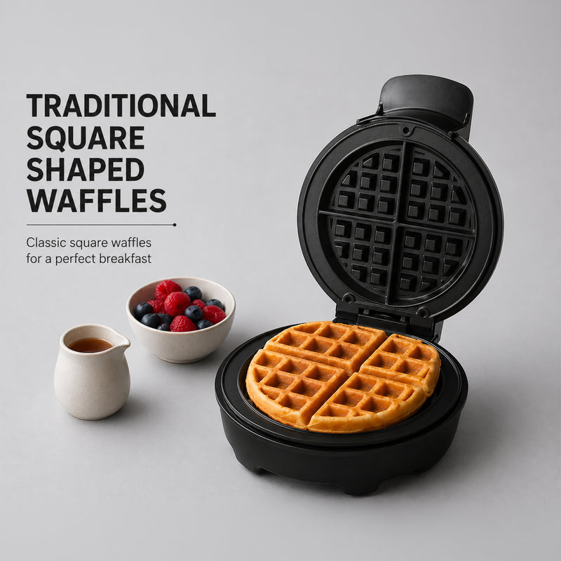 Electric Waffle Maker with Non-Stick Coating Plates 750W - Black (SA-3026WMB)