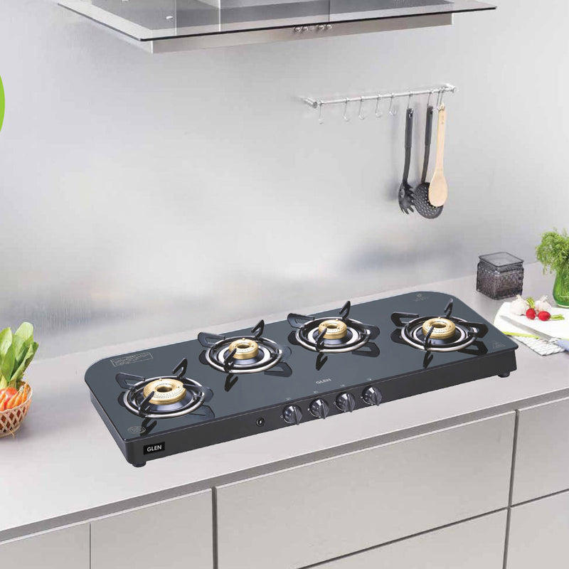4 Burner Glass Gas Stove Extra Wide 1 High Flame 3 Forged Brass Burner Auto Ignition (CT1049GTFBAI)