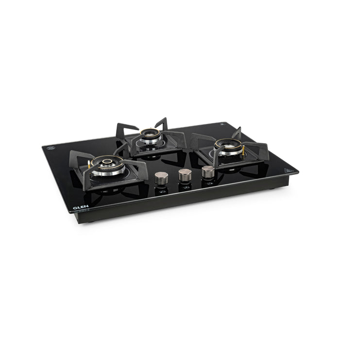 3 Burner DFVS Glass Hob with Mini Triple Ring Forged Brass Burner Auto Ignition (BH1073DFHTMTR70)