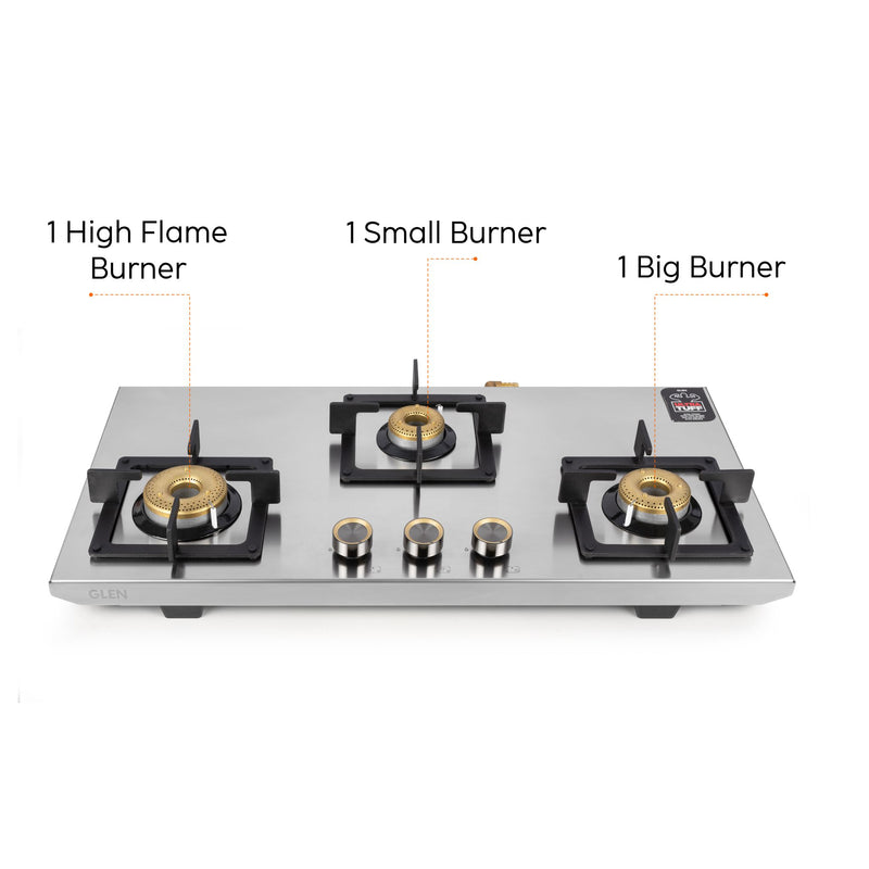 3 Burner Ultra Tuff Free Standing Hob with Forged Brass Burners Auto Ignition (BH1073XLSQFSUTSSAI)