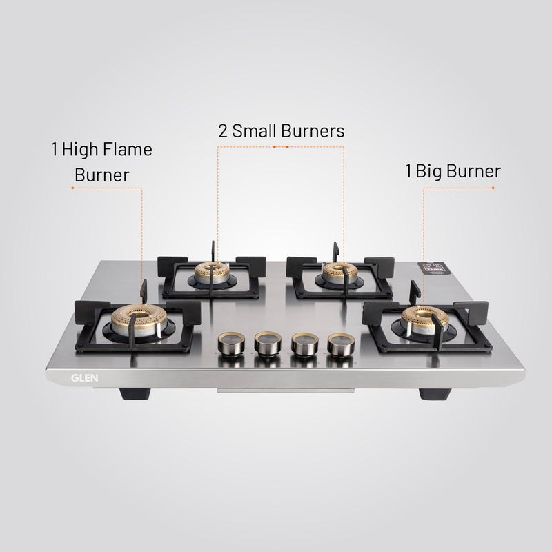 4 Burner Ultra Tuff Free Standing Hob with Forged Brass Burners Auto Ignition (BH1074SQFSUTSSAI)